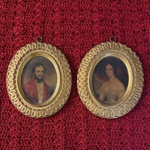 Antique Gold Man with a red coat Countess D’Orsay Oval Portrait Frames